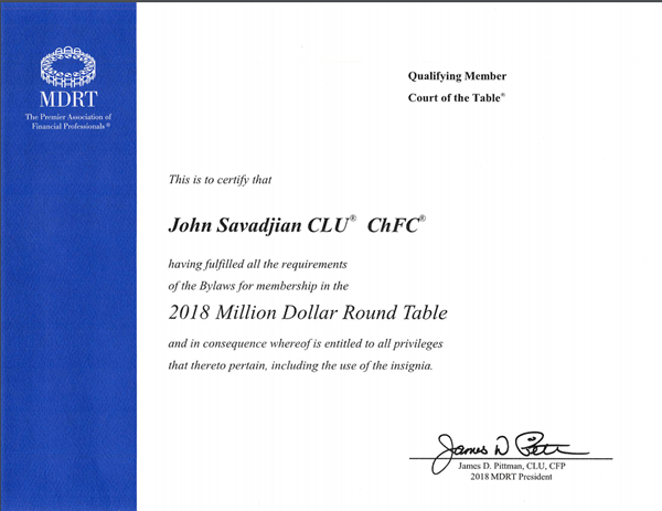 john savadjian million dollar round table member 2018